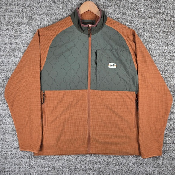 Howler Bros Talisman Fleece Jacket Men's XL Orange Green Quilted Zip Outdoor - Picture 2 of 12